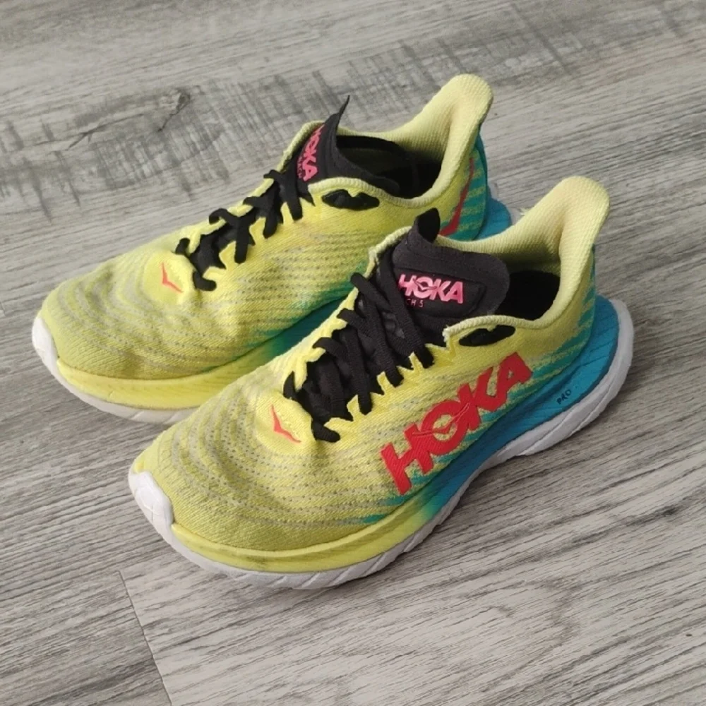 Hoka Mach 5 Sneakers in Yellow and Teal Women's Size 6.5B - Picture 5 of 12